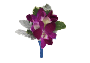 Here is a dramatic look for a prom boutonniere that features luxurious orchids.