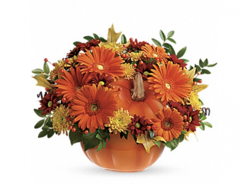 A Different Way to Use Pumpkins with Floral Decor