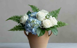 Sympathy Flower Arrangement Roses, Ferns and Hydrangea